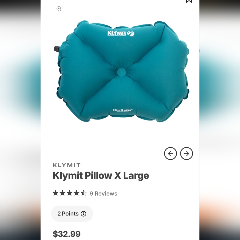 Klymit Pillow X Large Teal